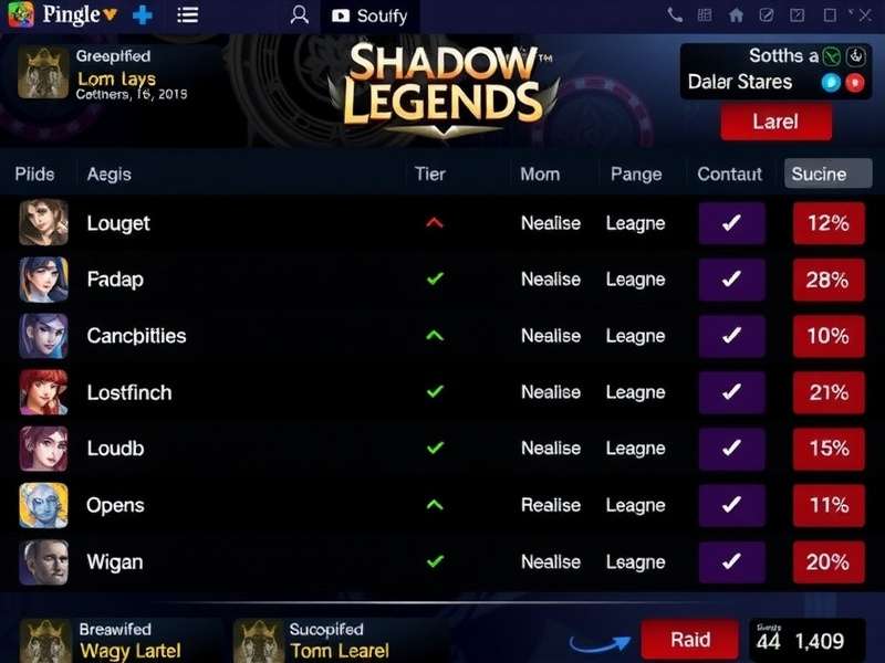 RAID Shadow Legends Tier List Visualization showing champion rankings