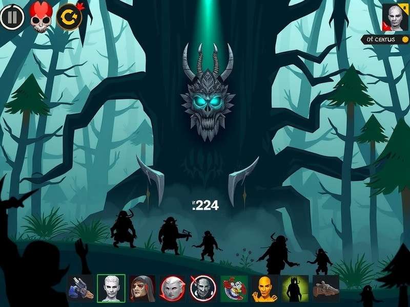 Mystical dark forest environment resembling RAID Shadow Legends Grim Forest