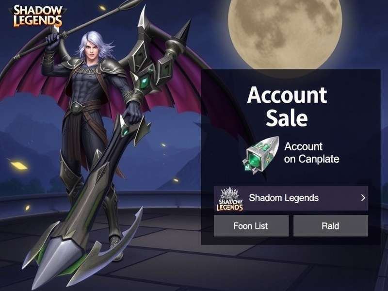 Raid Shadow Legends premium account sale banner with epic champions and gold